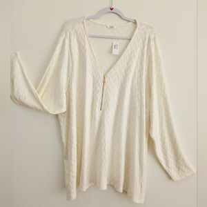 NEW PENN Penningtons Zip front Wafle Knit long sleeve sweater top SZ 4X NWT